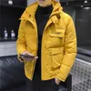 Winter Men Parka Big Pockets Casual Jacket Hooded Solid Color 5 colors Thicken And Warm hooded Outwear Coat Size 5XL 210818