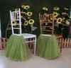 2021 In Stocks Different Colors Wedding Chair Covers Elegant Tulle Tutu Vintage Chairs Sashes Decorations Skirts ZJ019