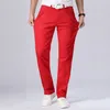Осенние мужские красные джинсы классический стиль прямой эластичности хлопковые джинсовые штаны мужские бренды белые брюки 211108