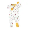 Fashion Spring Baby Romper Zipper Infant Jumpsuit Print for Newborn Baby Girl Rompers Long Sleeve Soft Pajamas Foot 3M-18M