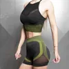 Yoga -outfit naadloze leggings strappy bh 2pcs set dames gym fitness kleding hoge taille sport hardloop sportsw