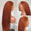 Ishow 14-40inch HD Transparent Lace Front Wig Human Hair Wigs 13x4 13x6 5x5 4x4 Orange Ginger 350# Straight Curly Water Loose Deep Body Headband Wig Bangs for Women