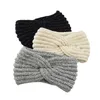 Frauen Mädchen handgemachte Haarband gewebt Stirnband Kreuz geknotet gestrickt Cord warme Ohr Haarband Herbst Winter Turban Haar-Accessoires