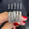 925 Silver Pave Cadre Full Square Simulated Diamond CZ Eternity Band Engagement Wedding Stone Rings Wholesale