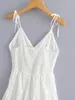 Vintage witte holle v-hals riem jurk vrouwen sexy halter slank stiksels chique vrouwelijke mini-jurk mujer 210507