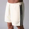 Côté rayé 2021 Hommes Gym Coton Shorts Run Jogging Sports Fitness Bodybuilding Pantalons de survêtement Mâle Entraînement Pantalon court X0628