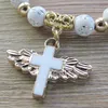 Religious Bead Angle Wings Cross Bracelets Rosary Centerpiece Sacred Heart Of Mary Mercy Jesus Saint Icons Jewelry