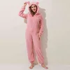 Vinter Varma Pyjamas Onesies Fluffy Fleece Jumpsuits Sleepwear Total Hood Set Pyjamas för kvinnor Vuxen