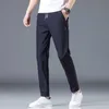 Zomer heren casual broek mannen broek slim fit werk elastische taille licht dunne koel grijs kaki zwarte broek man 28-38 210715