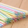 100Pcs 21cm Colorful Disposable Plastic Curved Drinking Straws Wedding Birthday Party Bar Drink Accessories w-00866