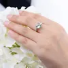 Hutang Stone Wedding Rings Natural Gemstone Green Amethyst Solid 925 Sterling Silver Crystal Ring Fine Jewelry For Women Girls Cluster