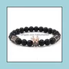 Perlé, Brins Bracelets Bijoux Femmes Hommes Micro Pave Cz Zircone Roi Couronne Charme Bracelet Pierre Naturelle Perle Cadeaux De Noël Drop Deliver