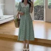 All Match Femme Femme Florals Florals chic Long Dress Printing Vintage Slim Party Casual Princess Vestidos 210525