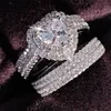 925 Sterling Zilver Bold Big Trouwringen Set voor Bruids Dames Engagement Afrikaanse Finger Christmas Gift Sieraden