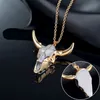 Designer Collier Bijoux De Luxe Vintage Taureau Crâne Hommes Pendentif Enveloppé Gem Buffalo Cattle American Western National Style Dropshipping In