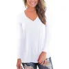 봄 긴 슬리브 티셔츠 여성 기본 티 셔츠 대형 5xl t v 넥 단단한 캐주얼 레이디 패션 탑 플러스 사이즈 220226