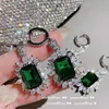 Brilliant Green Zircon Earrings Bracelet Luminous Full Diamond Earring Flower Crystal Bracelets Women Wedding Jewelry Sets6917644