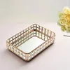 1Pc Vintage Glass Mirror Storage Tray Desktop Decorative Dessert Fruit Jewelry Display Plate Boxes & Bins