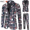 Santa Claus Printting Weihnachten 3 Stücke Blazer Weste Hosen Mode Einreiher Slim Herren Gestreiften Anzug Set Terno Masculino m-4XL X0909