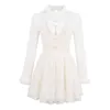 Casual jurken Princess Sweet Lolita White Dress Candy Rain Bow Lace Decoratie A-lijn ronde kraag nagel kralen Japans ontwerp C16CD5915