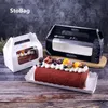 StoBag 10 Stück Biskuitrolle zum Backen von Kuchen, tragbar, Western-Weihnachtskäse-Box, Mousse, lange Goldprägung, Babyparty, Teil 210323