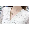 Mode Hong Kong Stil V-ausschnitt Vintage Frauen Kleid Dot Print Plissee Langarm frauen Midi Kleider Kleidung 8558 50 210508