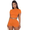 Summer Women Clothes Sportswear Tracksuits Short Sleeve Shorts Outfits Two Pieces Set Top Ladies Pants Suits 2021 Type Selling klw6331