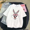 Yaz Casual Kadın T-Shirt Ulzzang Kawaii Karikatür Baskı Tshirt Kore Tarzı Harajuku Kısa Kollu Bugs Bunny T Gömlek G220228 Tops