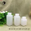 30 pièces 60 100 120 ml vides petits pots blanc carré en plastique stockage mini bouteilles détergent huile joint emballage conteneurs Botellasgoods
