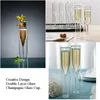 4pcs Çift Duvar Cam Şampanya Şampanya Flütleri Köksiz Şarap Gözlükleri Goblet Kabarcık Şarap Lale Kokteyl Düğün Partisi Cup306v