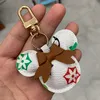 Car Keychain Flower Bag Pendant Charm Jewelry Key Holder for Women Men Gift Fashion PU Leather Chain Accessories