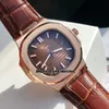 Neue 40mm 5711 1 Sportuhren Miyota 8215 Automatik Herrenuhr strukturiertes Zifferblatt 18K Goldgehäuse Edelstahlarmband Herren Wristwat273E