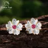 Lotus Fun – boucles d'oreilles en argent Sterling 925 véritable, pierres précieuses naturelles, bijoux fins originaux faits à la main, clou de fleur de pivoine pour femmes 2106165760393