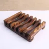 100pcs 2 Colors 11CM Vintage Wooden Soap Holder Holders Drain Tray Bathroom Shower Plate Stand Box Dish Bath DH5788