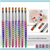 Bellezza della salute 8Pcs Penna per pittura fai da te Salone per la casa Strumento per manicure Gel UV Set di pennelli per nail art Forma di petalo Gradiente Dissolvenza Ding Intaglio Facile da applicare Ki