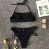 Kobiety bikini zestawy dwa części zestawy bikinis lampart stałe stroje kąpielowe uprawy 2PCS Swimsuit High Cut Beach Wear314Q8978166