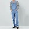 Męskie Dżinsy Pasek 2022 Moda Mężczyźni Casual Solidne Dżinsowe Kombinezony Pełna Długość Spodnie Kieszonkowe Spodnie Sznurek Spodnie Szczelczy Kombinezon