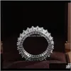 SmyckenFashion vitguldpläterad kubisk zirkoniumoxid rundad evighetsring för kvinnor och flickor Bröllopsförlovningsband Smycken Ringar Drop Delive