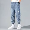 2021 Nieuwe Hip Hop Harem Jeans Broek Mannen Losse Joggers Denim Casual Sweatporten Koreaanse Stijl Enkle Lengte Broek Streetwear X0621