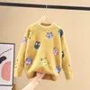 Meisjes trui kinderen jas uitloper 2021 cartoon plus fluwelen dikker warme winter herfst tops fleece kerstkleding kinderkleding Y1024