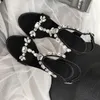 2021 sandali moda open toe con strass primavera ed estate in pelle con fibbia a forma di T tacchi alti da donna ins