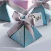 Caixa de doces de pirâmide triangular favores do casamento e caixa de presente caixa de papel embalagem para decoração de casamento festa de festa de bebê suprimentos 211108