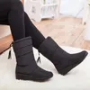 Buty Moda Winter Women Tassel Kobiet Down Snow Buty Kobieta Mid Calf Botas Mujer Ciepły Plus Rozmiar 44