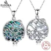 EUDORA 925 Sterling Silver star Planet Pendant 2 style Mother of Pearl Shell Necklace 3 Cats necklace Fine Jewelry with box