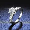 925 Sterling Silver Mosans Drill Ring Fashion Woman1ct Ring DiamondIamond-Encrusted Six-Jaw D-Color Mosan Diamond