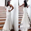 2021 Sexy Summer Beach Sheath Wedding Dresses Formal Bridal Gowns Spaghetti Straps White Ivory Sleeveless Sweep Train Open Back With Bow Plus Size