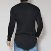 Plus Size S-4XL 5XL Men Fashion Casual Slim Elastic Soft Solid Long Sleeve Men T Shirts Male Fit Tops Tee Longline t-shirt Y0323