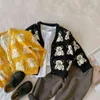 Koreanischer Stil Herbst Jungen Mädchen Pullover Mantel Cartoon Bär Druck Lange Ärmel Strickjacke Jacken Kinder Freizeitkleidung E351 211106