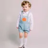 2pcs ensembles de vêtements espagnols pour enfant en bas âge garçon boutique barboteuse bébé costumes smockés garçons vêtements de coton d'été costume tenue de frère 210615