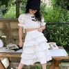 Mädchenkleidung Anzug 2-teiliges Set Schleife Kurzes Top + Kuchenrock Frühling Sommer Outfits Mode Kinder 210515
